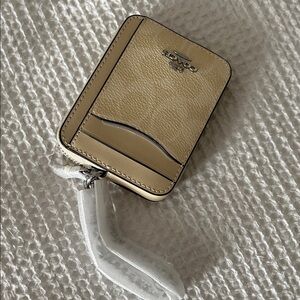 Coach Tan Card Holder with Wrist Strap
